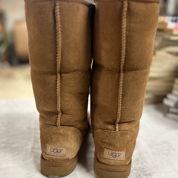 UGG UGGS Women's Boots 9 Classic Knee High Tall Winter Flats Brown Sheepskin. - Picture 7 of 12